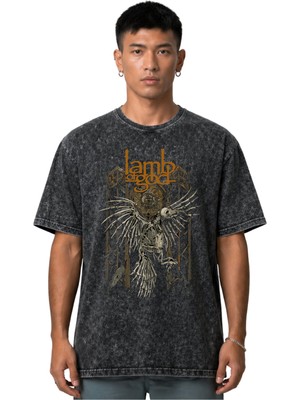 Sevbano Lamb Of God Rock Metal Müzik Grubu Ön Baskılı Unisex Oversize Vintage Yıkamalı Tişört