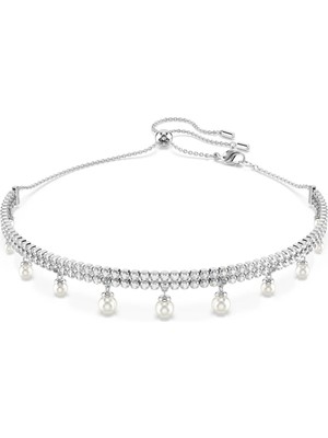 Swarovski Capsule Choker Kolye Inci Beyaz Rodyum Kaplama