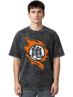 Sevbano Son Goku Dragon Ball Anime Dizi Ön Baskılı Unisex Oversize Vintage Yıkamalı Tişört