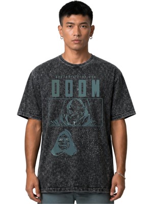 Sevbano Doctor Victor Von Doom Film Kahramanı Ön Baskılı Unisex Oversize Vintage Yıkamalı Tişört