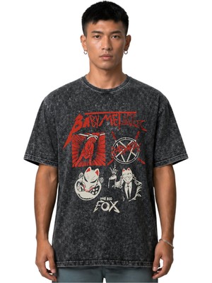 Sevbano Babymetal Rock Metal Müzik Grubu Ön Baskılı Unisex Oversize Vintage Yıkamalı Tişört