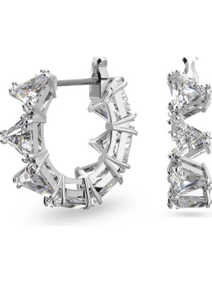 Swarovski Ortyx Hoop Küpe Triangle Cut Small Beyaz Rodyum Kaplama