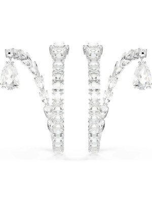 Swarovski Matrix Halka Küpe Mixed Cuts Beyaz Rodyum Kaplama