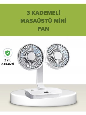 Renas Store Çift Kafalı Masaüstü Duvar Tipi Sessiz USB Şarjlı Fan