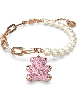 Swarovski Teddy Bileklik Bear Pembe Pembe Altin Rengi Kaplama