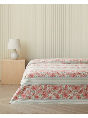 English Home Bera Baskılı Pamuklu Çift Kişilik Pike 200x220 cm Pembe