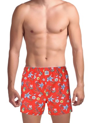 The Don Kırmızı Erkek Desenli Boxer TDNPOP133