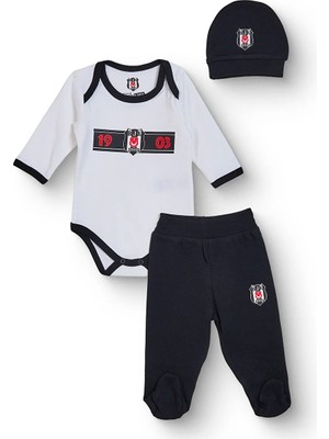 Beşiktaş Unisex Body-Alt-Şapka Lisans Baskılı Çıtçıtlı Bisiklet Yaka Long Sleeve Patikli