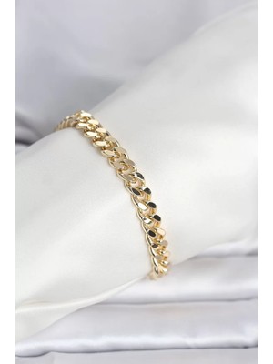 Renas Store cm 14K Gold Renk Ezme Kalın Zincir Model Kadın Bileklik - TJ-BB8307
