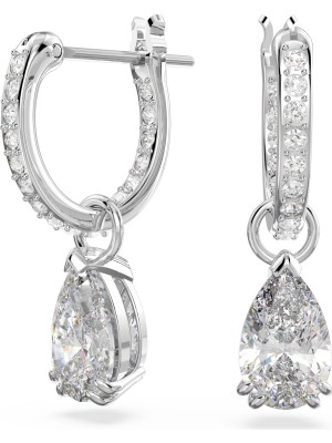 Swarovski Millenia Hoop Küpe Pear Cut Beyaz Rodyum Kaplama
