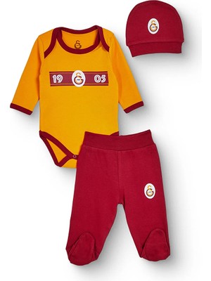 Galatasaray Unisex Body-Alt-Şapka Lisans Baskılı Çıtçıtlı Bisiklet Yaka Long Sleeve Patikli
