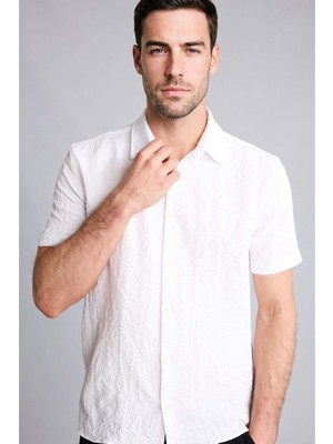 DeFacto Regular Fit Polo Yaka Krinkıl Kısa Kollu Gömlek E1223AX26SM