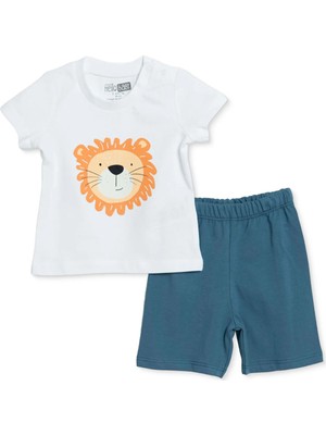 Hellobaby Erkek Bebek Pijama Takımı Araba Baskılı Çıtçıtlı Bisiklet Yaka Kısa Kol Reçme