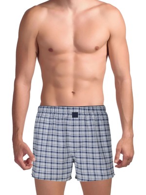 The Don Lacivert - Gri Erkek Desenli Boxer TDNPOP124