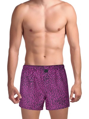 The Don Siyah - Fuşya Erkek Desenli Boxer TDNPOP129