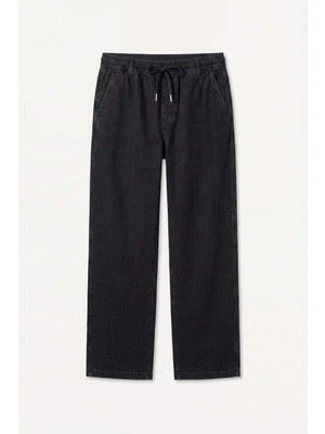 DeFacto Wide Leg Elastik Bağcıklı Bel Yıkanmış Efektli Jean Pantolon H8355AX26SM