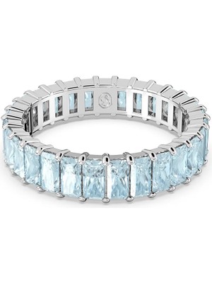 Swarovski Matrix Yüzük Baguette Cut Mavi Rodyum Kaplama 60