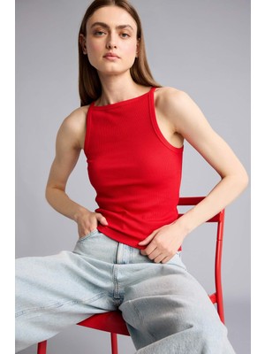 DeFacto Slim Fit Basic Düz Kayık Yaka Fitilli Kaşkorse Atlet H6030AX26SM