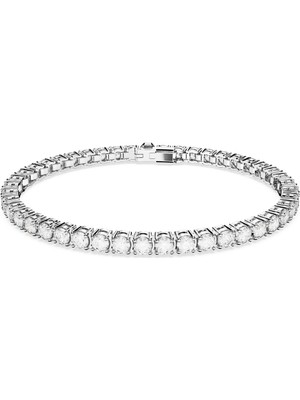 Swarovski Matrix Tennis Bileklik Round Cut Beyaz Rodyum Kaplama M