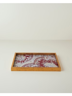 English Home Carolie Cam Dekoratif Tepsi 30x42 cm Bordo