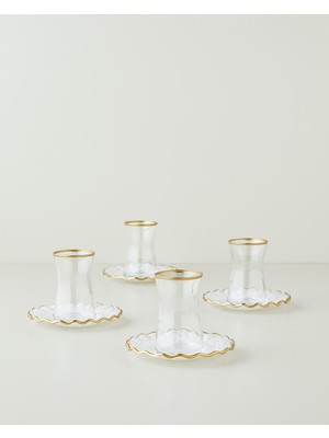 English Home Laccy Cam 8 Parça 4 Kişilik Çay Seti 170 ml Gold