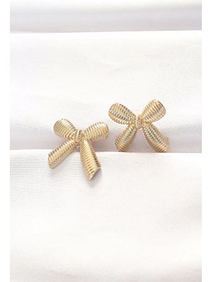 Renas Store Pirinç Gold Renk Fiyonk Küpe - TJ-BKP8881