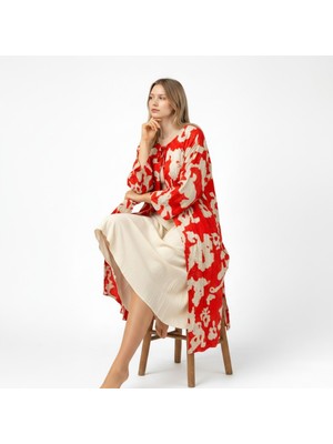 Sıle Atelıer Kadın Pamuklu Kimono Kaftan Yazlık Rahat Plaj Günlük