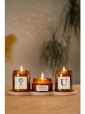 Luma Candle Cosmotex Aslan Burcu Ritüel Koku 3 Lü Mum U HARFI-666 Içsel Denge ve Ki Değerini Bulma