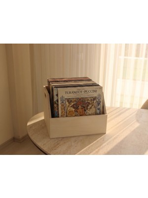 Limon Dekor Ahşap 12" Lp Plak Sandığı Boyasız Verniksiz - Organizer Kutu - Wooden 12" Lp Record Box
