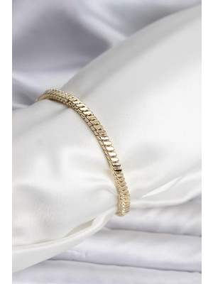 Renas Store 14K Gold Renk Kaplama Kare Zincir Model cm Kadın Bileklik - TJ-BB8114