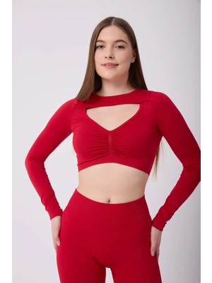 Forever More Kadın Uzun Kollu Göğsü Açık Dikişsiz Crop Top