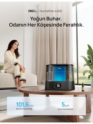 Esmo Home Dreo Akıllı Nemlendiriciler Yatak Odası Için, Üstten Dolumlu 4l Süper Büyük Nemlendirici, 28 Db, 36 Saat Çalışma Süresi, Dokunmatik/uygulama/ses Kontrolü, Iç Mekanlar Için Soğuk Sisli Nemlendiriciler