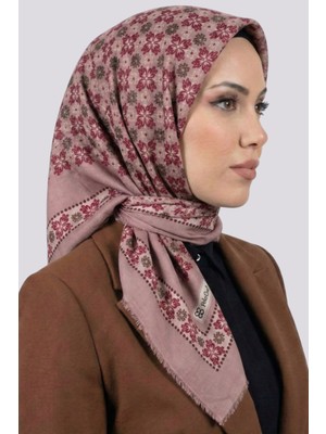 Hadiora Kadın Pudra Etnik Desenli Flamlı Eşarp