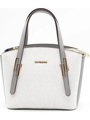 Silver & Polo Silver Polo Beyaz - A.Gri Logolu Kadın El Çantası SP1021