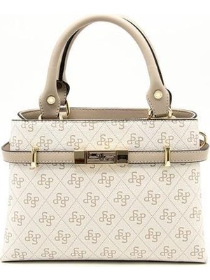 Silver & Polo Silver Polo Bej - Kum Monogram Kadın El Çantası SP1149