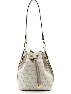Silver & Polo Silver Polo Bej - Kum Monogram Kadın Omuz Çantası SP1137
