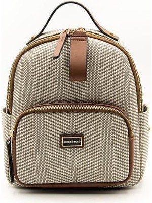 Silver & Polo Silver Polo Bej - Taba Hasır Kadın Sırt Çantası SP1130