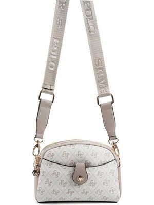 Silver & Polo Silver Polo Bej - Kum Monogram Kadın Çapraz Çanta SP1144
