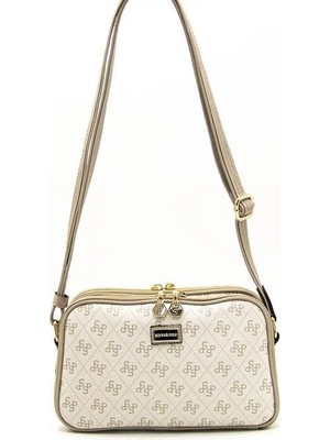 Silver & Polo Silver Polo Bej - Kum Monogram Kadın Çapraz Çanta SP899