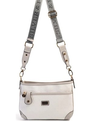 Silver & Polo Silver Polo Beyaz - A.Gri Logolu Kadın Çapraz Çanta SP1160