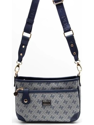 Silver & Polo Silver Polo Gri - Lacivert Monogram Kadın Çapraz Çanta SP1160