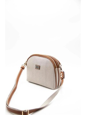 Silver & Polo Silver Polo Bej - Taba Hasır Kadın Çapraz Çanta SP765