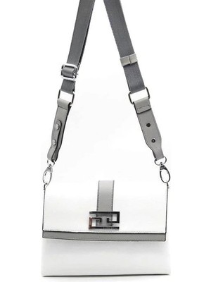 Silver & Polo Silver Polo Beyaz - A.Gri Düz Kadın Çapraz Çanta SP1009