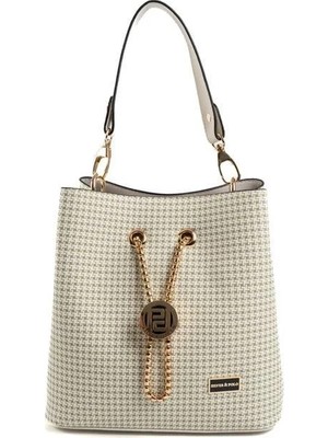 Silver & Polo Silver Polo Yeşil - Kemik Kaz Ayağı Ekose Kadın Çapraz Çanta SP967