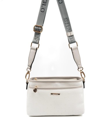 Silver & Polo Silver Polo Beyaz - A.Gri Logolu Kadın Çapraz Çanta SP1184