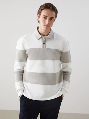 Lc Waikiki Yeni Sezon Polo Yaka Uzun Kollu Çizgili Erkek Sweatshirt