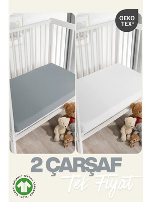 Evde Home %100 Pamuk Organik 2'li Lastikli Bebek Çarşafı - 2'li Set -60X110/120 +30 cm