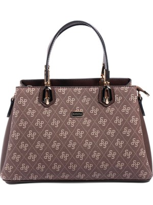 Silver & Polo Silver Polo SP1253 Kadın El Çantası Monogram Kahve-Kahve