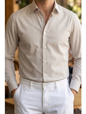 Rubens Çizgili Slim Fit Easy Care Waterproof Gömlek 23090