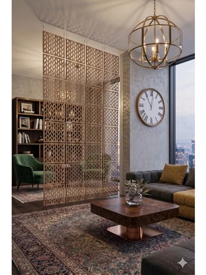 Wooddoom Lazer Kesim Paravan, Ahşap Separatör, Oda 4'lü Panel Levha MODEL28 40 x 40 cm